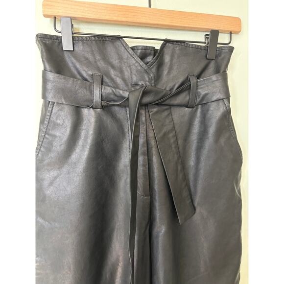 Bardot Debbie Textured Faux Leather Pants XS 4 High Waist Ankle - Picture 3 of 10